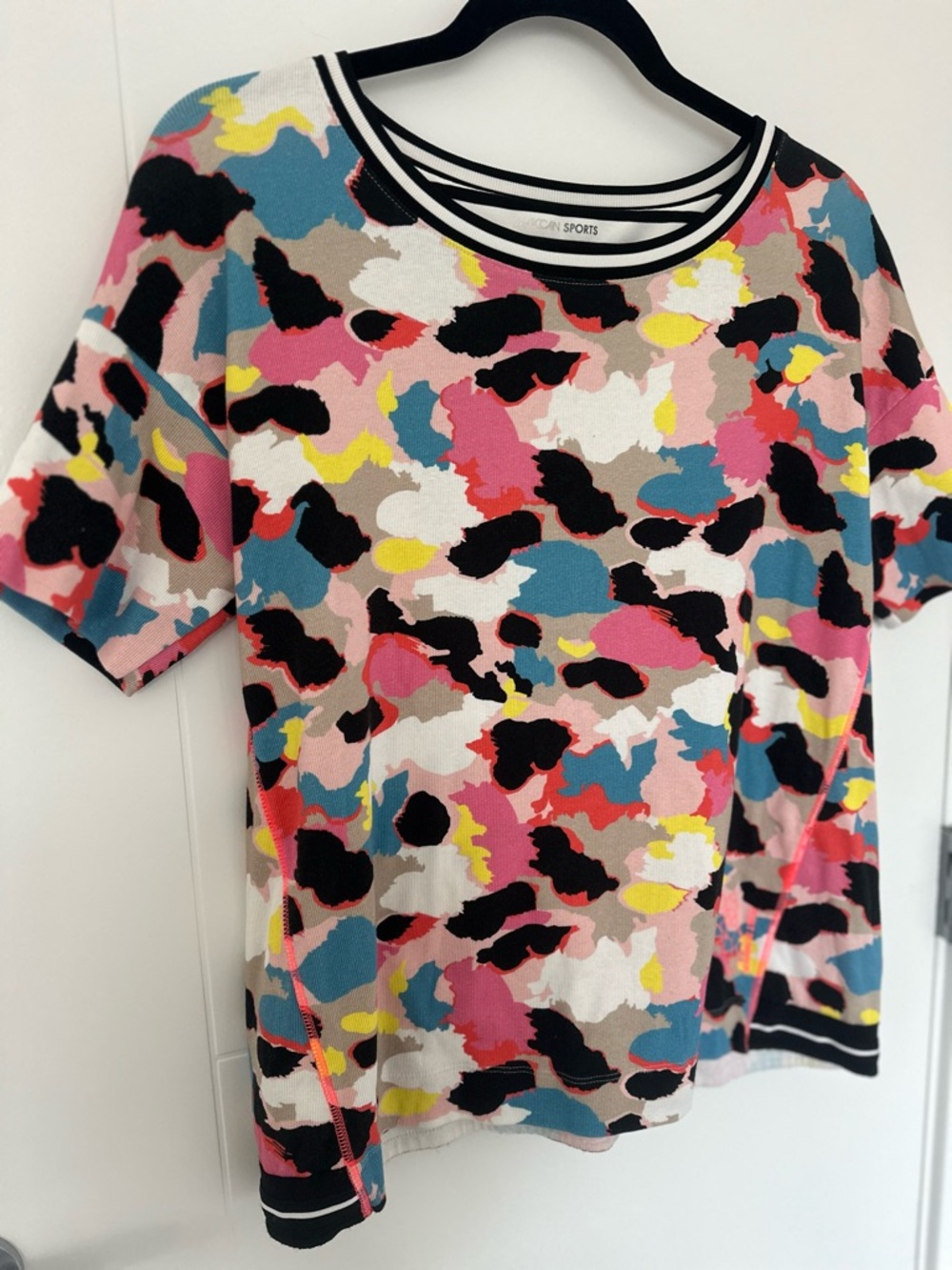 Marc Cain Ribbed Print T-Shirt Multi Macaroon - Picture 2 of 8